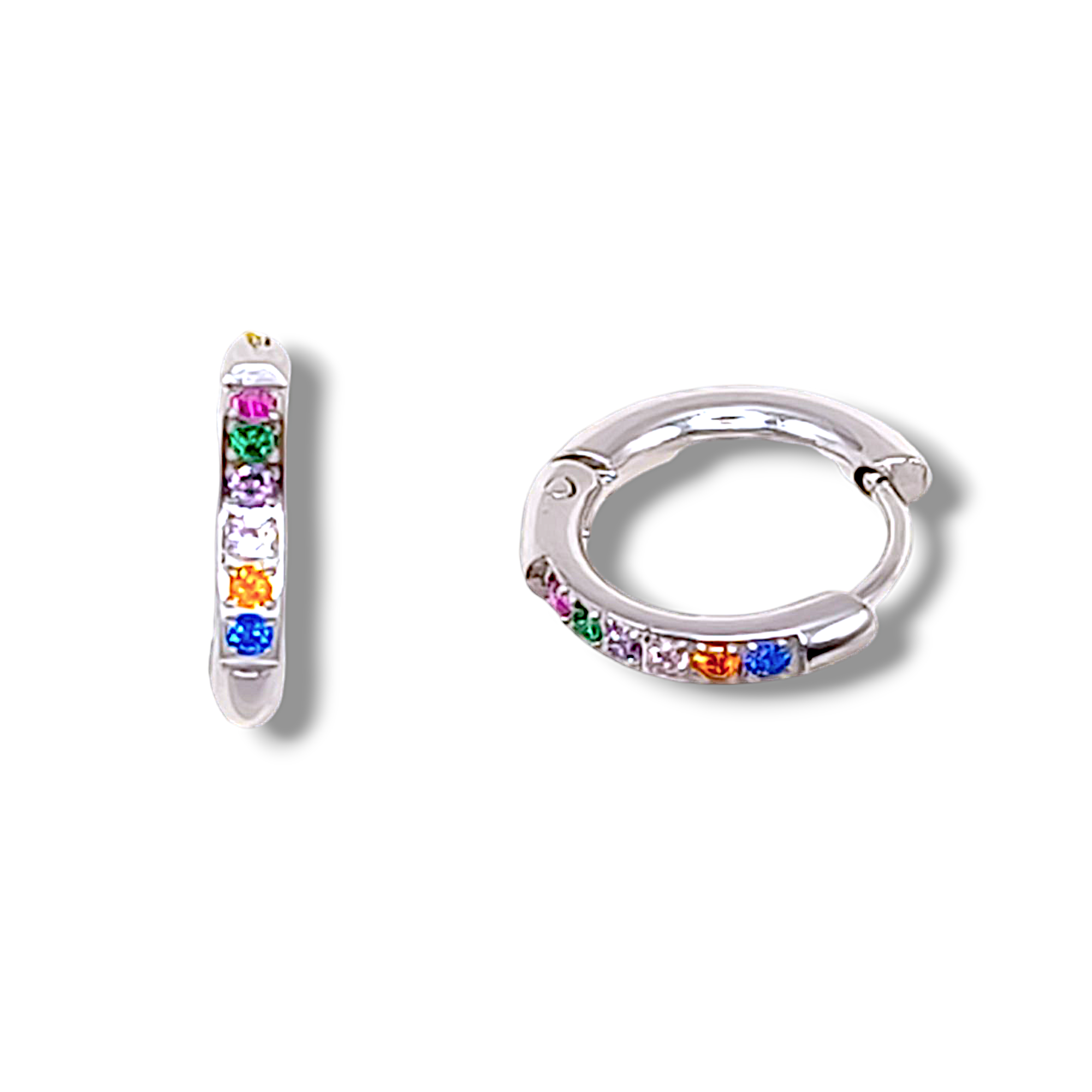 Aritos de plata con circonitas de colores